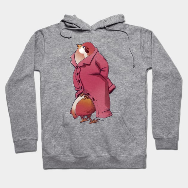 Three Birds in a Trench Coat Hoodie by Theysaurus